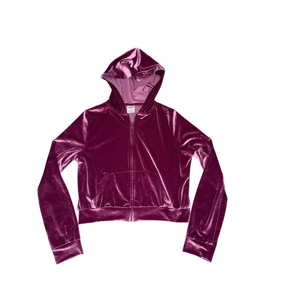 Victoria‎ Secret PINK Velour Shine Logo Full-Zip Crop Hoodie Wide Leg Pants Sz M - Picture 4 of 14